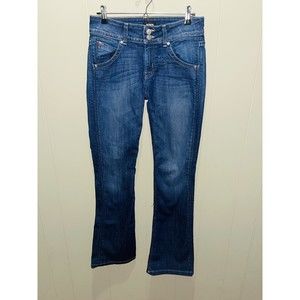 Hudson Women Sz 29 Dark Wash SignatureMid Rise Flap Pocket Bootcut Denim Jeans